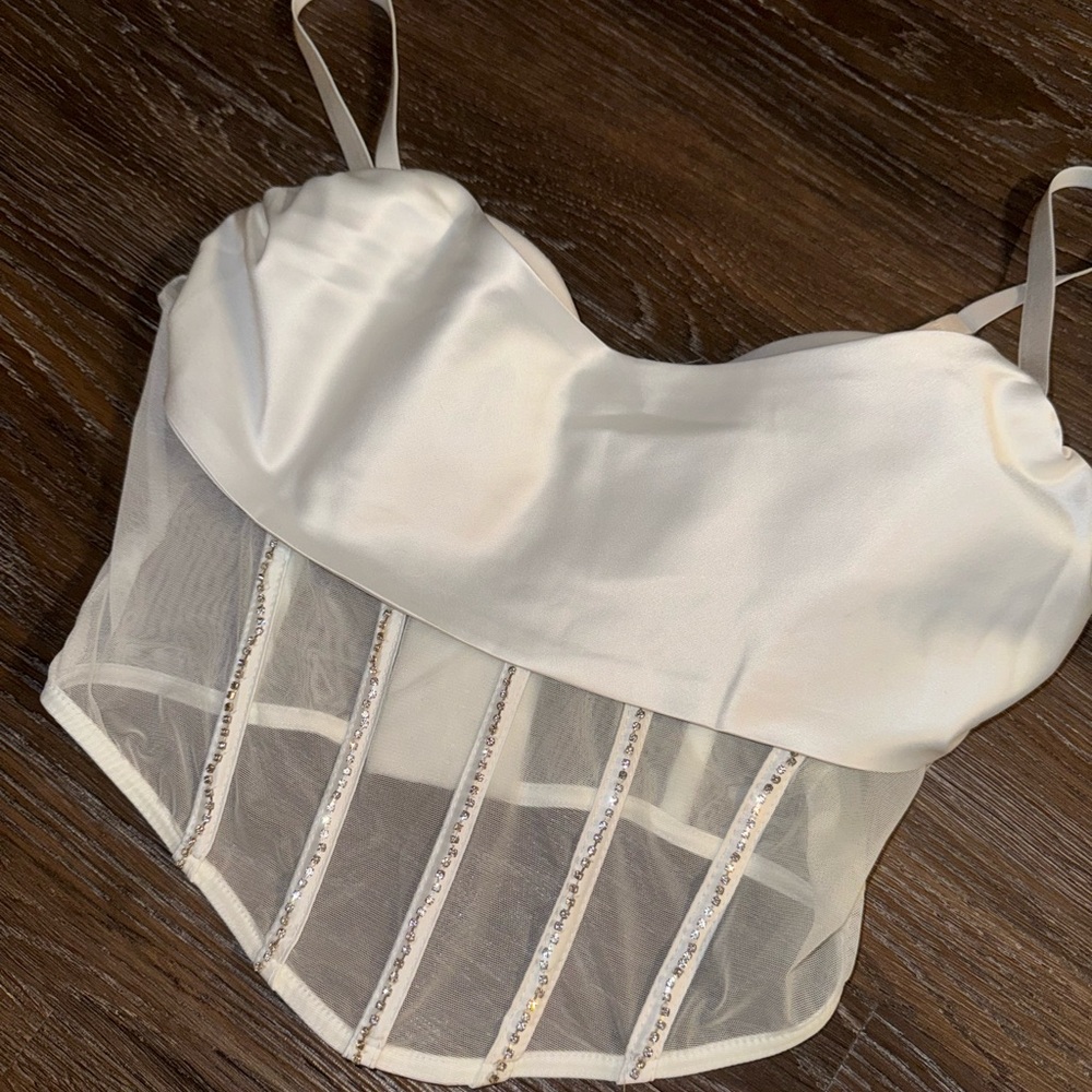 White Rhinestone Bustier top - Picture 4 of 7
